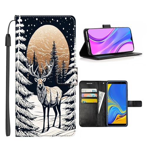 Xioolia Schutzhülle für Moto E5 E5 Play E6 E6S E6 Play E4 Plus E7 E7 Power E7 Plus S30 Pro mit Hirsch in Natur-Art cc2 TPU Leder Kartenhalter Hülle von Xioolia