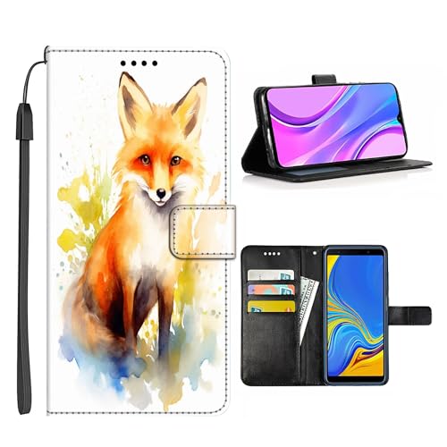 Xioolia Schutzhülle für Moto G5S G50 G42 G30 G32 G22 G6 G6 Plus G60S G62 G30 G7 G7 Play with Fox-aa317 TPU Leder Kartenhalter Hülle von Xioolia