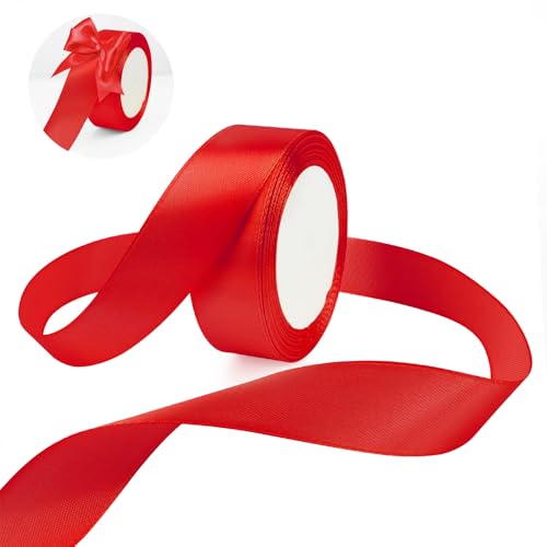 Rotes Band, doppelseitiges Satinband, 3,8 cm x 22,8 m von XiuSpark