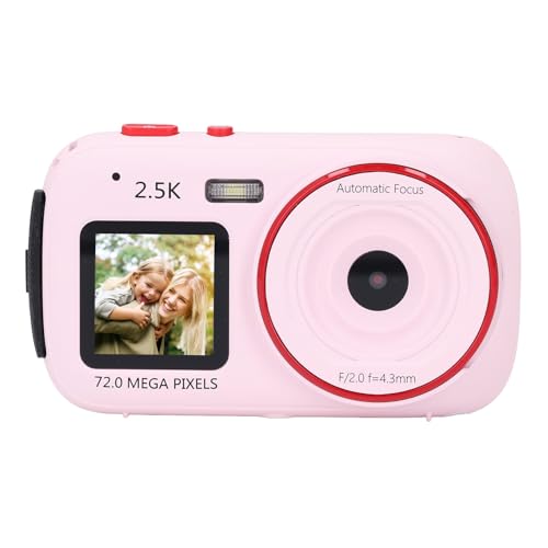 72MP 2,5K Digitalkamera, 16-facher Optischer Zoom, Autofokus, Anti-Shake-Automatik, Lichtempfindliche Digitale Point-and-Shoot-Kamera, Kompakte Kleine Kamera, für Jungen, (Rosa) von Xiuganpo