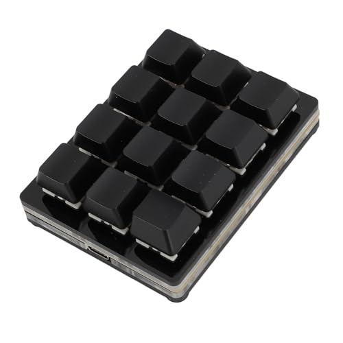 Xiuganpo Programmierbare Makro-Tastatur, Mechanische 12-Tasten-RGB-Gaming-Tastatur mit Knöpfen, Tragbare und kabelgebundene -Tastaturen für Büros, Industrielle Steuerungssysteme (Black) von Xiuganpo