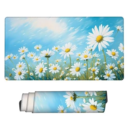 Gaming Mauspad Anlage Mouse Pad,XXL Mousepad Gänseblümchen,Schreibtisch Unterlage Gaming Pad,Wasserdicht,rutschfeste Gummibasis,GroßEr Erweiterter Schreibtisch Schutz,für Office 1200x600x3mm XJ-104 von Xjaopfei