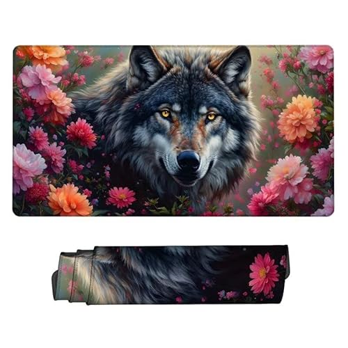 Gaming Mauspad Blume Mouse Pad,XXL Mousepad Tier,Schreibtisch Unterlage Gaming Pad,Wasserdicht,rutschfeste Gummibasis,GroßEr Erweiterter Schreibtisch Schutz,für Office Geschenke 1200x600x3mm XJ-112 von Xjaopfei