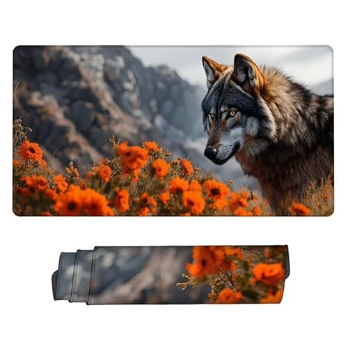 Gaming Mauspad Blume Mouse Pad,XXL Mousepad Tier,Schreibtisch Unterlage Gaming Pad,Wasserdicht,rutschfeste Gummibasis,GroßEr Erweiterter Schreibtisch Schutz,für Office Geschenke 1200x600x3mm XJ-142 von Xjaopfei