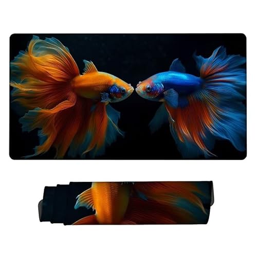 Gaming Mauspad Farbe Mouse Pad, XXL Mousepad Kampffisch, Schreibtisch Unterlage Gaming Pad, Wasserdicht, rutschfeste Gummibasis, GroßEr Erweiterter Schreibtisch Schutz, für Office 1200x600x3mm XJ-476 von Xjaopfei