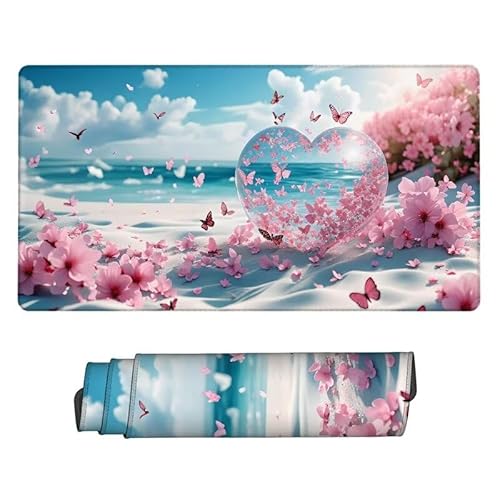 Mousepad Kristall Mouse Pad, Mauspad Strand, Schreibtisch Unterlage Gaming Pad, Wasserdicht, Rutschfeste Gummibasis, GroßEr Erweiterter Schreibtisch Schutz für Home Office Geschenke 800x300x3mm XJ-822 von Xjaopfei