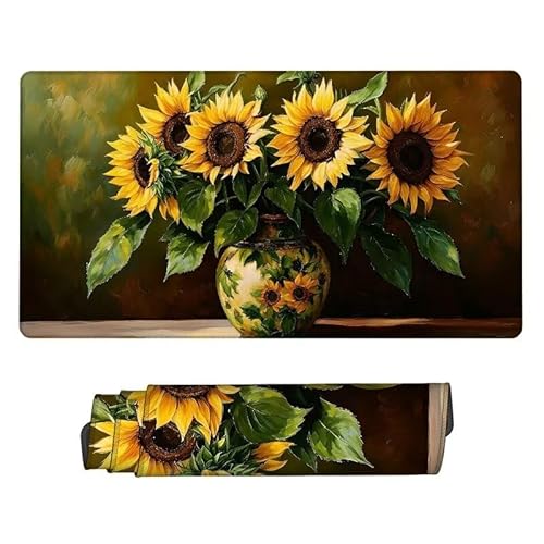 Gaming Mauspad Landschaft Mouse Pad, XXL Mousepad Blume, Schreibtisch Unterlage Gaming Pad, Wasserdicht, rutschfeste Gummibasis, GroßEr Erweiterter Schreibtisch Schutz, für Office 1500x800x3mm XJ-122 von Xjaopfei