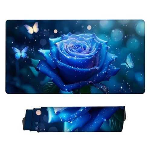 Gaming Mauspad Rose Mouse Pad, XXL Mousepad Schmetterling, Schreibtisch Unterlage Gaming Pad, Wasserdicht, Rutschfeste Gummibasis, GroßEr Erweiterter Schreibtisch Schutz, für Office 1500x800x3mm XJ-96 von Xjaopfei