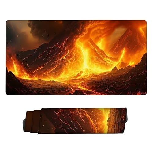 Mousepad Rot Mouse Pad,Mauspad XXL Flamme,Schreibtisch Unterlage Gaming Pad,Wasserdicht,rutschfeste Gummibasis,GroßEr Erweiterter Schreibtisch Schutz,für Office Frau Geschenke 600x300x3mm XJ-660 von Xjaopfei