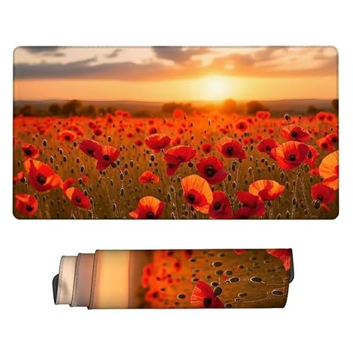 Gaming Mauspad Sonnenuntergang Mouse Pad,XXL Mousepad Wiese,Schreibtisch Unterlage Gaming Pad,Wasserdicht,rutschfeste Gummibasis,GroßEr Erweiterter Schreibtisch Schutz,für Office 600x300x3mm XJ-108 von Xjaopfei