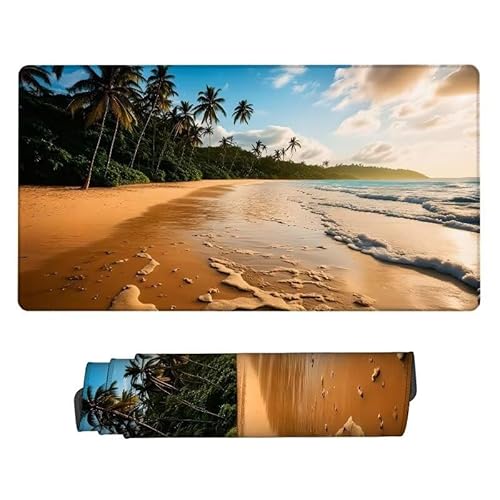 Gaming Mauspad Strand Mouse Pad,XXL Mousepad Baum,Schreibtisch Unterlage Gaming Pad,Wasserdicht,rutschfeste Gummibasis,GroßEr Erweiterter Schreibtisch Schutz,für Office Geschenke 600x300x3mm XJ-120 von Xjaopfei