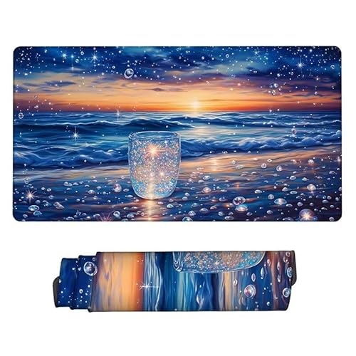 Gaming Mauspad Tasse Mouse Pad,XXL Mousepad Meer,Schreibtisch Unterlage Gaming Pad,Wasserdicht,rutschfeste Gummibasis,GroßEr Erweiterter Schreibtisch Schutz,für Office Geschenke 1500x800x3mm XJ-174 von Xjaopfei