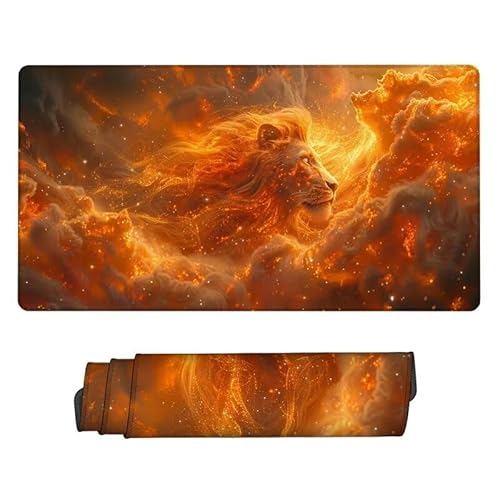 Gaming Mauspad Tier Mouse Pad,XXL Mousepad Löwe,Schreibtisch Unterlage Gaming Pad,Wasserdicht,rutschfeste Gummibasis,GroßEr Erweiterter Schreibtisch Schutz,für Office Geschenke 1500x800x3mm XJ-924 von Xjaopfei