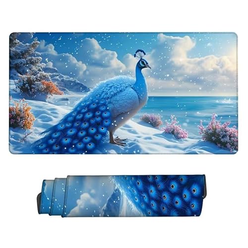 Gaming Mauspad Tier Mouse Pad,XXL Mousepad Pfau,Schreibtisch Unterlage Gaming Pad,Wasserdicht,rutschfeste Gummibasis,GroßEr Erweiterter Schreibtisch Schutz,für Office Geschenke 1200x600x3mm XJ-532 von Xjaopfei