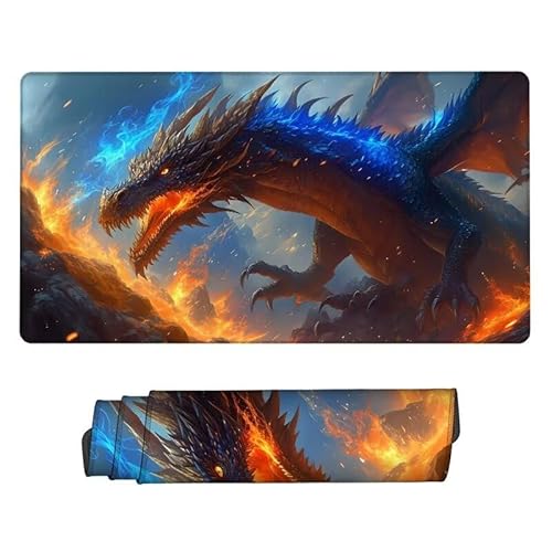 Gaming Mauspad Vulkan Mouse Pad, XXL Mousepad Drachen, Schreibtisch Unterlage Gaming Pad, Wasserdicht, rutschfeste Gummibasis, GroßEr Erweiterter Schreibtisch Schutz, für Office 800x300x3mm XJ-148 von Xjaopfei