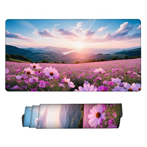 Mauspad Himmel, GroßEs Mauspad Gaming 800x400x3mm Mousepad Blumenmeer, Schreibtischunterlage Large Size, rutschfest Und Wasserdicht, VernäHte Kanten, Verbessert Geschwindigkeit Und PräZision XJ-387 von Xjaopfei