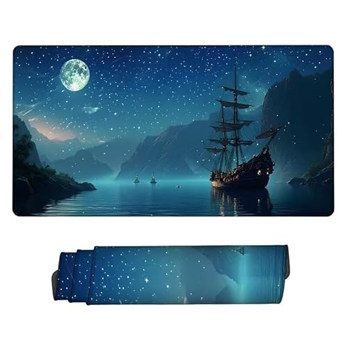 Mauspad Mond,GroßEs Mauspad Gaming 600x300x3mm Mousepad Boot,Schreibtischunterlage Large Size,rutschfest Und Wasserdicht,VernäHte Kanten,Verbessert Geschwindigkeit Und PräZision,für Home Office XJ-99 von Xjaopfei