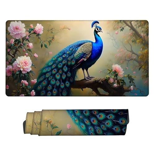 Mauspad Pfau,GroßEs Mauspad Gaming 1200x600x3mm Mousepad Baum,Schreibtischunterlage Large Size,rutschfest Und Wasserdicht,VernäHte Kanten,Verbessert Geschwindigkeit Und PräZision,für Office XJ-127 von Xjaopfei