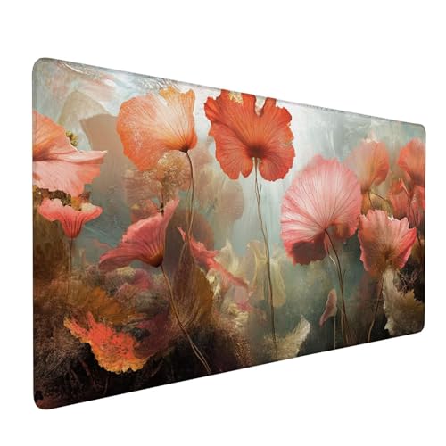 Mauspad Rosa Mousepad Blumen (1) Mauspad XXL 800x300x3mm Schreibtischunterlage,wasserdichte Gaming Mousepad,Mit Anti-Rutsch Tastatur Unterlage,Langlebige,Gaming Zubehör für Büro Deko Geschenk J1-231 von Xjaopfei