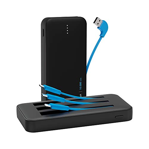 XLayer All-In-One Power Bank I 10000mAh PD 18W I Schnellladen I integrierte Micro USB Kabel, USB-C Kabel und Lightning Kabel I Akkupack kompatibel mit iPhone 15/14/13/12/Plus/Mini/Pro/Pro Max, Samsung von Xlayer