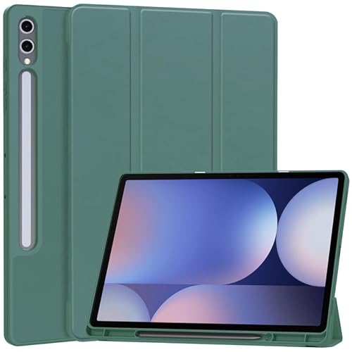 Schutzhülle für Samsung Galaxy Tab S10 Plus 12,4 Zoll 2024 SM-X820 Tablet Cover Trifold Stand Folio, Unterstützung Auto Wake/Sleep, Weiche Flexible TPU Rückseite Cover mit Stifthalter, Grün von Xliamcp