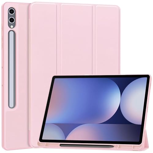 Schutzhülle für Samsung Galaxy Tab S10 Plus 12,4 Zoll 2024 SM-X820 Tablet Cover Trifold Stand Folio, Unterstützung Auto Wake/Sleep, Weiche Flexible TPU Rückseite Cover mit Stifthalter, Rosa von Xliamcp