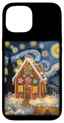 Hülle für iPhone 15 Weihnachten Lebkuchenhaus Sternennacht Van Gogh Weihnachten von Xmas Art Lover Boys Girls Men Women Tees and Gifts