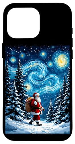 Hülle für iPhone 16 Pro Max Weihnachtsmann, Sternennacht, Van Gogh, Winterwunderland von Xmas Art Lover Boys Girls Men Women Tees and Gifts