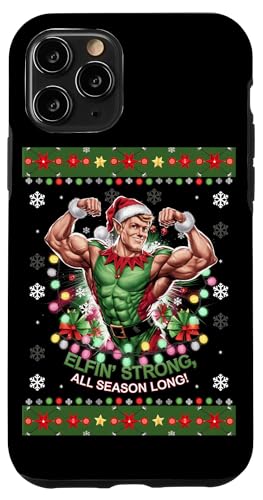 Hülle für iPhone 11 Pro Elfin' Strong Fitnesstraining an Weihnachten, Elfin' Strong, die ganze Saison lang von Xmas Fitness Training Bodybuilding Men Women Tees