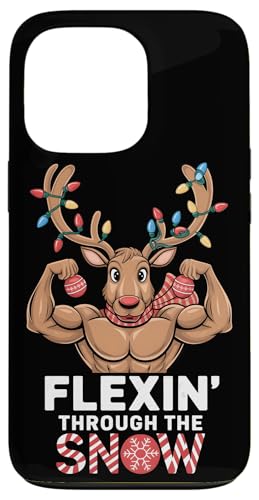 Hülle für iPhone 13 Pro Flexin Through the Snow Funny Christmas Gym Workout Rentier von Xmas Fitness Training Bodybuilding Men Women Tees