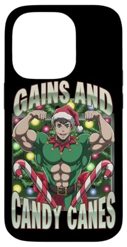 Hülle für iPhone 14 Pro Lustige Gewinne und Zuckerstangen Weihnachtselfe Gym Workout von Xmas Fitness Training Bodybuilding Men Women Tees