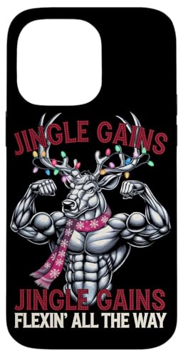 Hülle für iPhone 14 Pro Max Lustiges Weihnachts-Gym-Workout Rentier Jingle Gains von Xmas Fitness Training Bodybuilding Men Women Tees