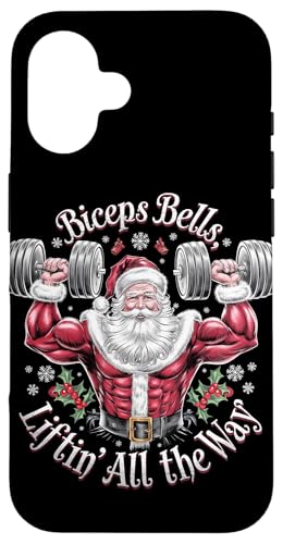 Hülle für iPhone 16 Bizeps Bells Liftin all the Way Santa Christmas Gym Workout von Xmas Fitness Training Bodybuilding Men Women Tees