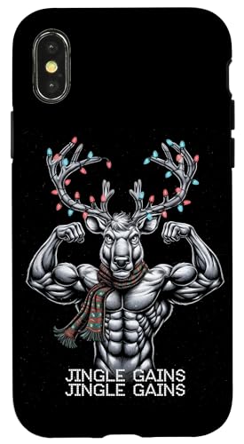 Hülle für iPhone X/XS Jingle Gains Lustiges Rentier für Weihnachten, Fitnessstudio, Workout von Xmas Fitness Training Bodybuilding Men Women Tees