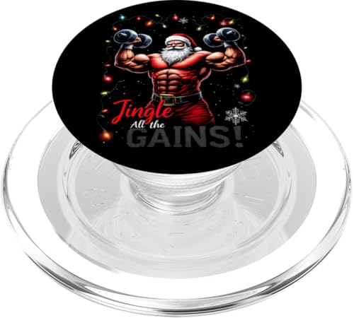 Jingle All The Gains Lustiger Weihnachtsmann Weihnachten Gym Workout PopSockets PopGrip für MagSafe von Xmas Fitness Training Bodybuilding Men Women Tees