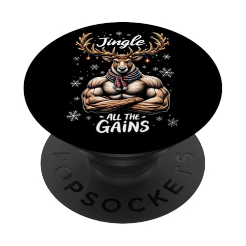 Jingle All the Gains Christmas Rentier Gym Workout PopSockets Klebender PopGrip von Xmas Fitness Training Bodybuilding Men Women Tees