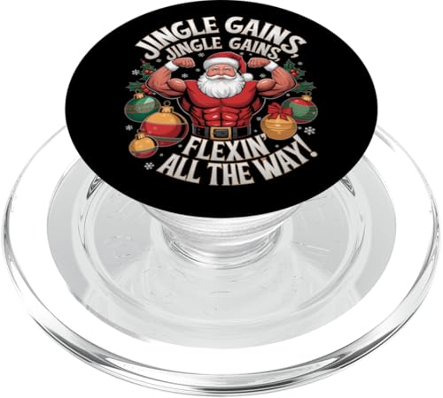 Jingle Gains Flexin' All The Way Weihnachts-Fitnesstraining PopSockets PopGrip für MagSafe von Xmas Fitness Training Bodybuilding Men Women Tees