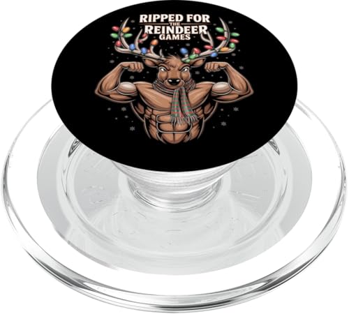 Ripped For The Games Lustiges Weihnachten Gym Workout Rentier PopSockets PopGrip für MagSafe von Xmas Fitness Training Bodybuilding Men Women Tees