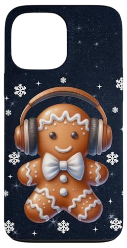 Hülle für iPhone 13 Pro Max Lebkuchenmann mit Kopfhörern Schneeflocken Xmas DJ Gamer von Xmas Gamer Gingerbread