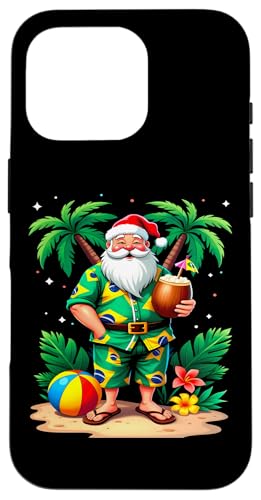 Hülle für iPhone 16 Pro Brasilianisches Beach Santa Kokosnussgetränk Weihnachten von Xmas Gifts