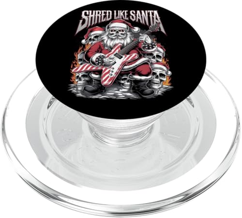 Christmas Metalhead Santa Metal-Gitarrist Shred Like Santa PopSockets PopGrip für MagSafe von Xmas Heavy Metal Music Lover Men Women Tees Gifts