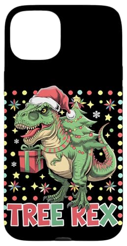 Hülle für iPhone 15 Plus Lustiger Weihnachtsbaum Rex Dino Dinosaurier von Xmas Lover Matching Pajamas PJ Kids Men Women Tees