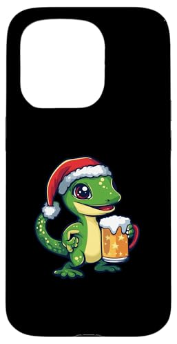 Hülle für iPhone 15 Pro Weihnachtsgecko mit Bier | Xmas Funny Party von Xmas Party Holidays Inc