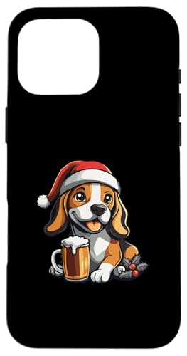 Hülle für iPhone 16 Pro Max Weihnachtsbeagle-Hund mit Bier | Xmas Funny Party von Xmas Party Holidays Inc