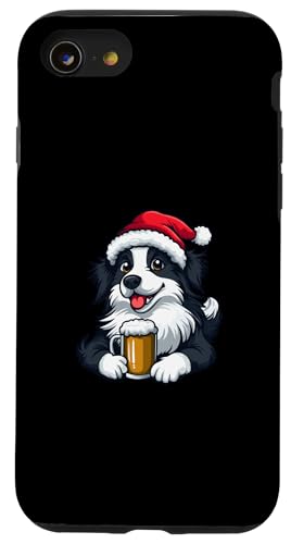 Hülle für iPhone SE (2020) / 7 / 8 Weihnachtlicher Border Collie Hund mit Bier | Xmas Funny Party von Xmas Party Holidays Inc