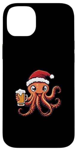 Hülle für iPhone 14 Plus Weihnachts-Kraken mit Bier | Xmas Funny Party von Xmas Party Style Mood Inc