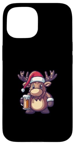 Hülle für iPhone 15 Weihnachtselch mit Bier | Xmas Funny Party von Xmas Party Style Mood Inc