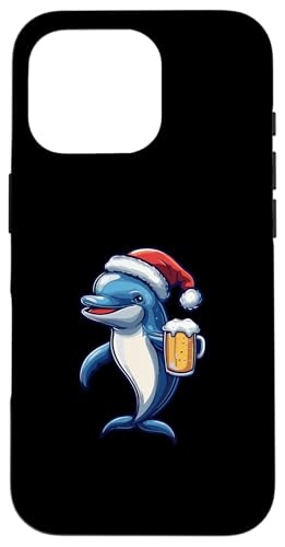 Hülle für iPhone 16 Pro Weihnachtsdelfin mit Bier | Xmas Funny Party von Xmas Party Style Mood Inc