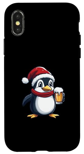 Hülle für iPhone X/XS Weihnachtspinguin mit Bier | Weihnachtsparty von Xmas Party Style Mood Inc