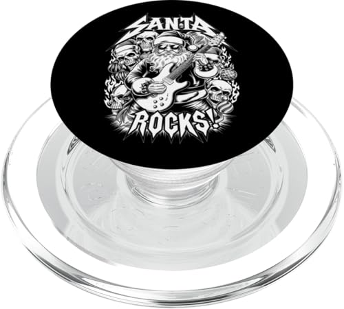 Weihnachtsrocker Santa Metalhead Gitarrist Santa Rocks PopSockets PopGrip für MagSafe von Xmas Rock and Metal Music Lover Men Women Tees